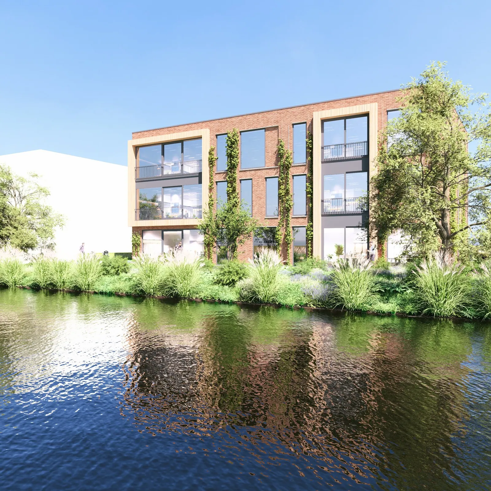 Impressie van het nieuwe kantoor van IZI! aan het water in Bergambacht